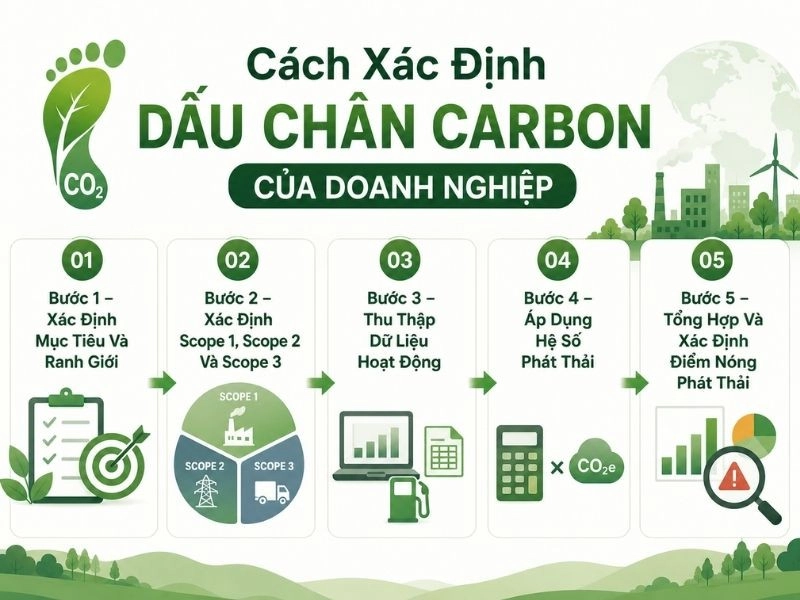 5 Bước Xác Định Dấu Chân Carbon Của Doanh Nghiệp
