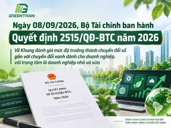 Quyết định 2515/QĐ-BTC năm 2026 quy định Khung đánh giá chuyển đổi số gắn với chuyển đổi xanh. Xem 3 trụ cột, 62 tiêu chí và cách doanh nghiệp áp dụng.